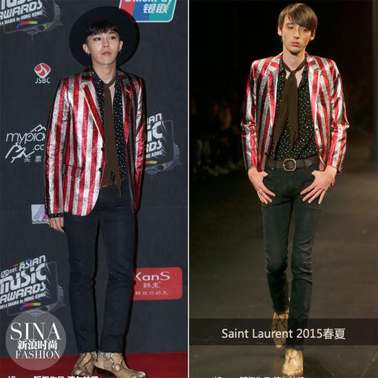 權(quán)志龍身穿Saint Laurent 2015春夏系列男裝