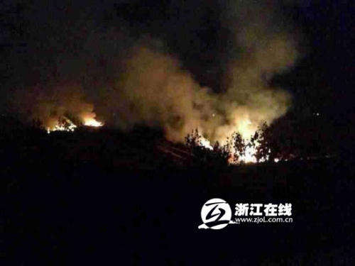 浙江安吉報福鎮(zhèn)上空一直升機爆炸火光沖天（圖）