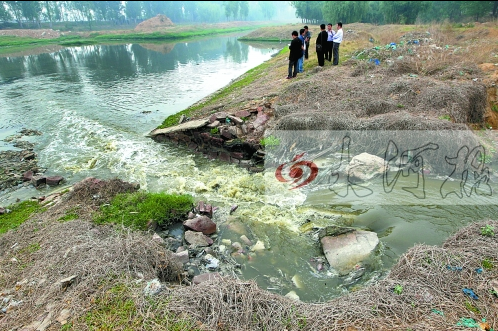 馬頭崗污水處理廠一處溢流口排放污水，異味明顯。